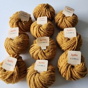 Katia Niebla Yarn 10 Skeins Mustard Gold Yellow Wool Blend Bulky Chunky Vintage